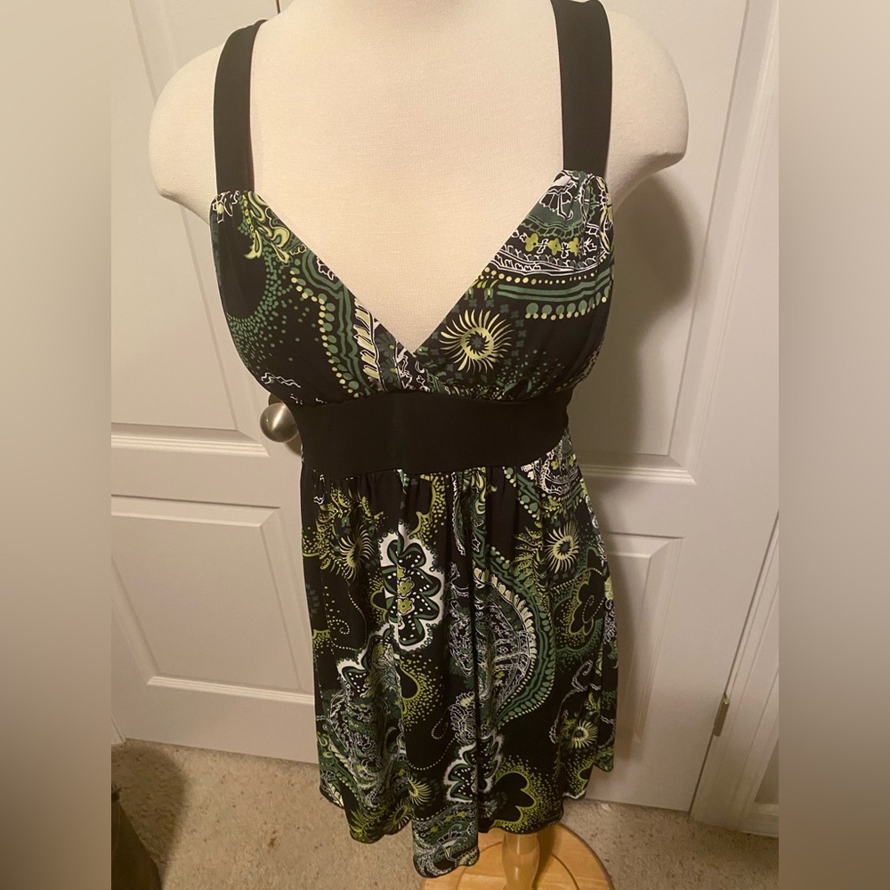 Speechless Dress Junior's Sz Large Black Green Floral Summer Dress